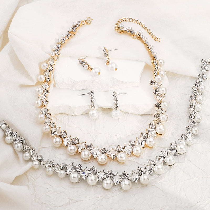 Baroque Alloy Necklace and Earrings Set – Elegant Bridal & Formal Jewelry