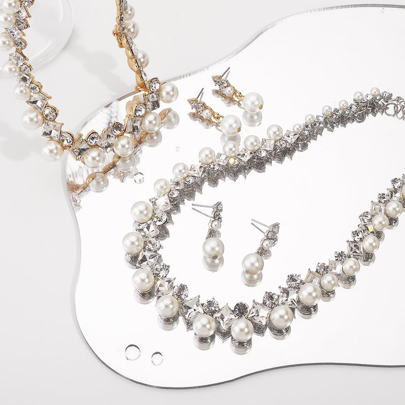 Baroque Alloy Necklace and Earrings Set – Elegant Bridal & Formal Jewelry