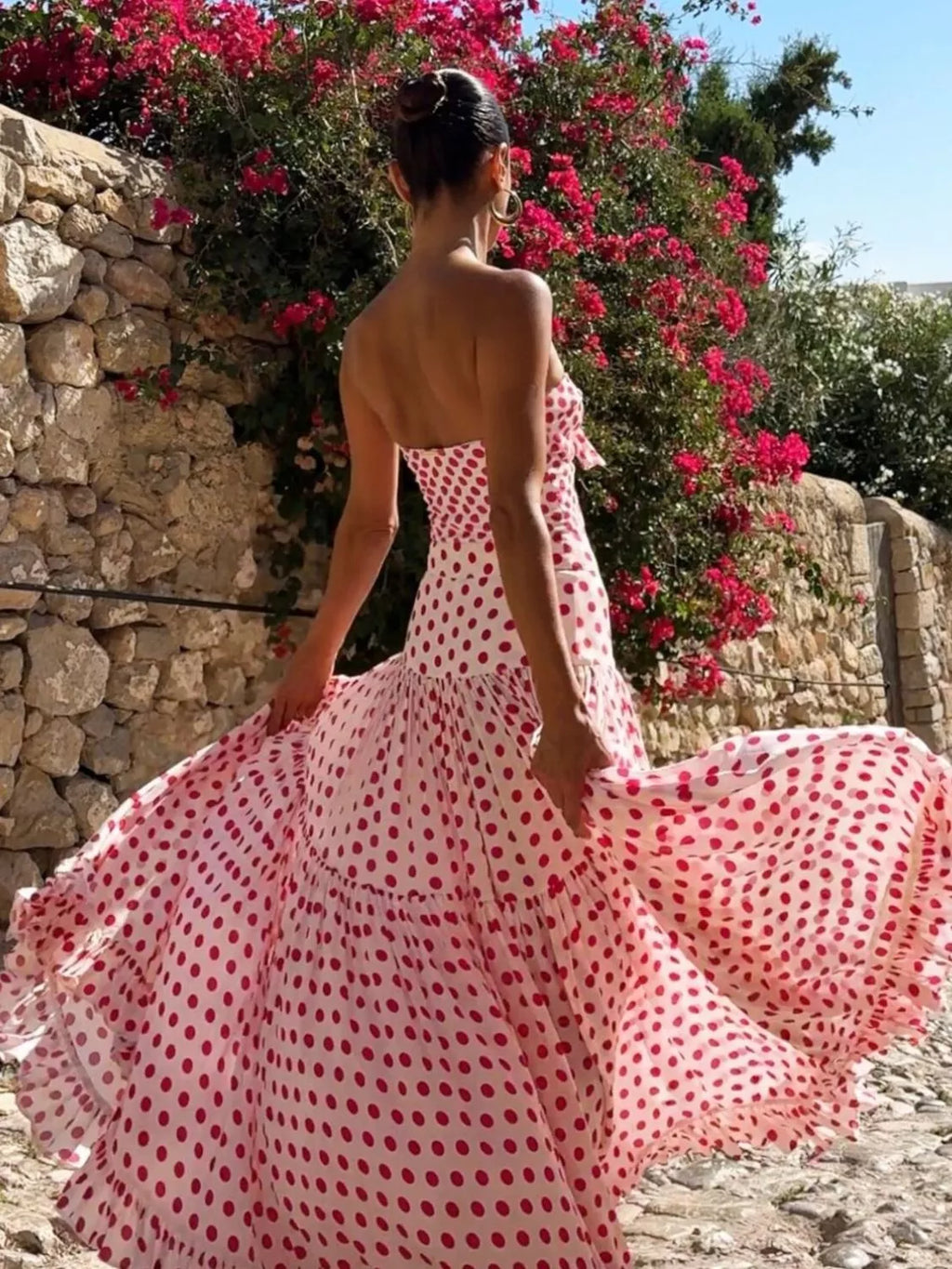 Printed Two Piece Swimwear Set With Ruffle Bow Skirt by Trendsi