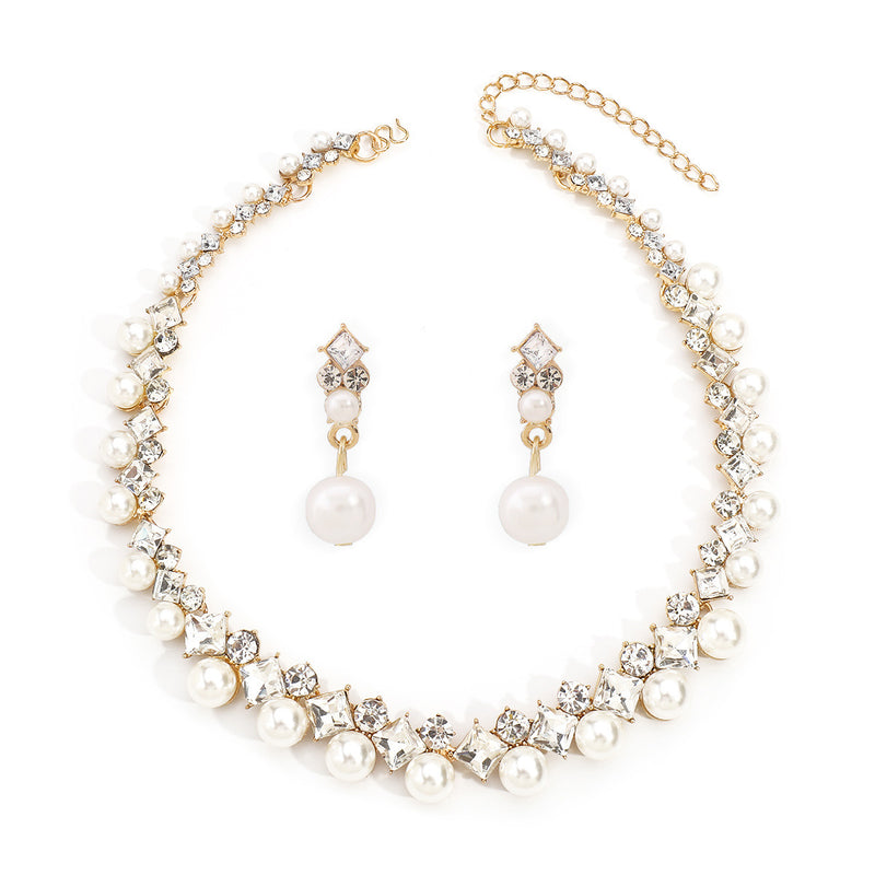 Baroque Alloy Necklace and Earrings Set – Elegant Bridal & Formal Jewelry