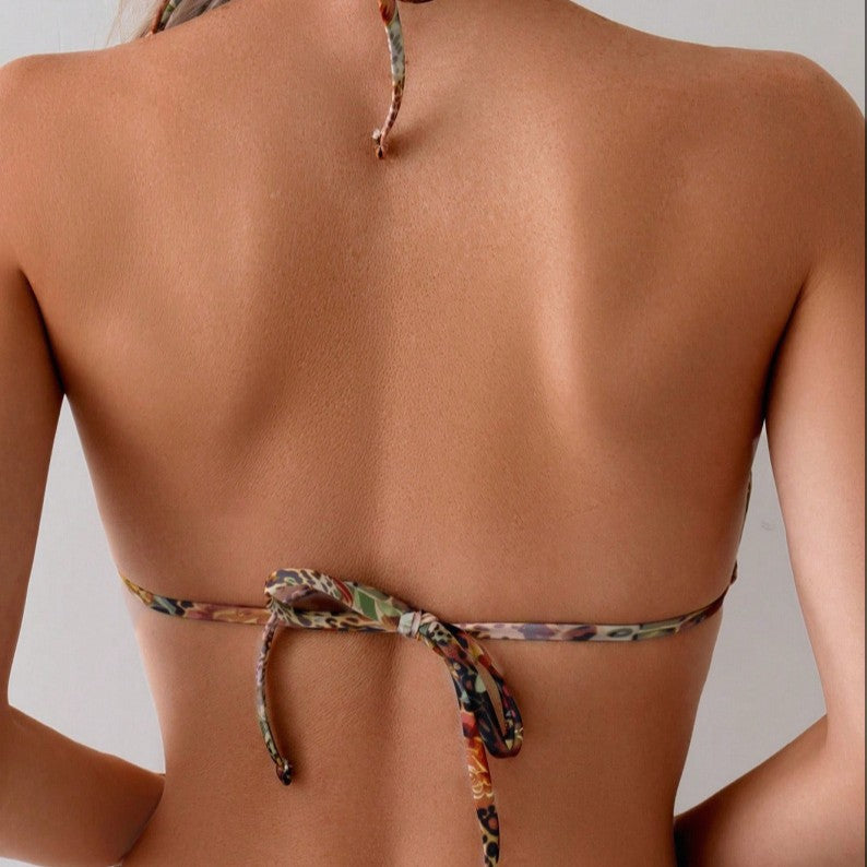 Sexy Printed Metal Clasp Two Piece Bikini Women Swimwear