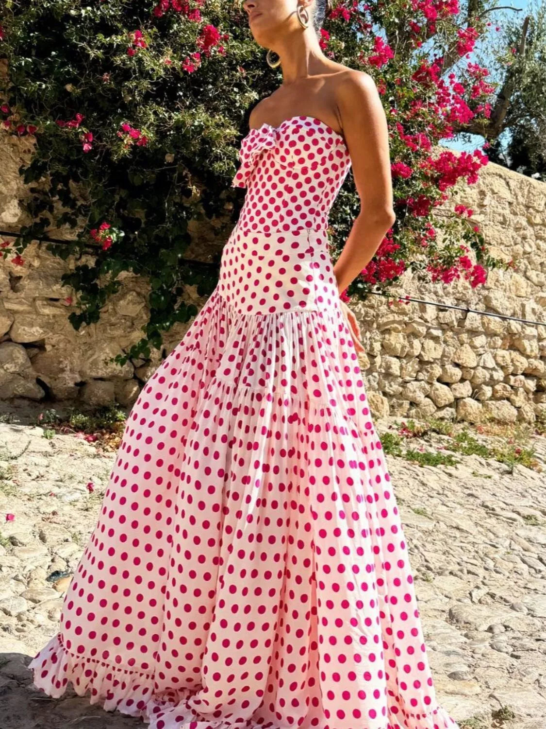 Printed Two Piece Swimwear Set With Ruffle Bow Skirt by Trendsi