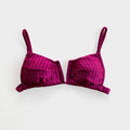Cranberry Striped Squared V Bikini Top