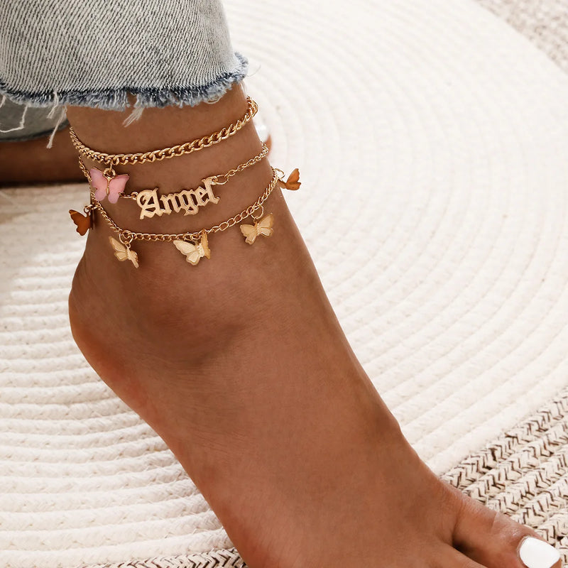 Bohemian Heart Lock Anklet Set