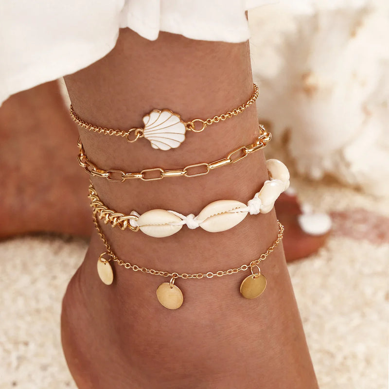 Bohemian Heart Lock Anklet Set