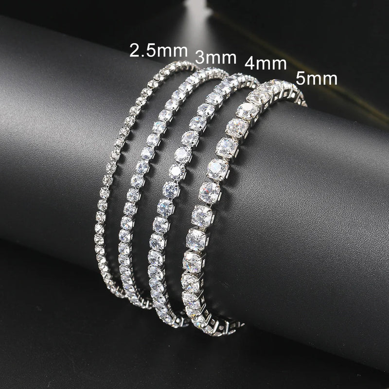 Dazzling Silver Zircon Tennis Bracelet - Elegant Jewelry for Women