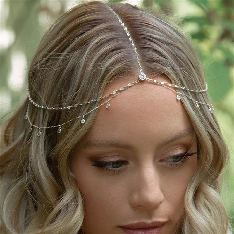 Elegant Boho Crystal Bridal Headpiece