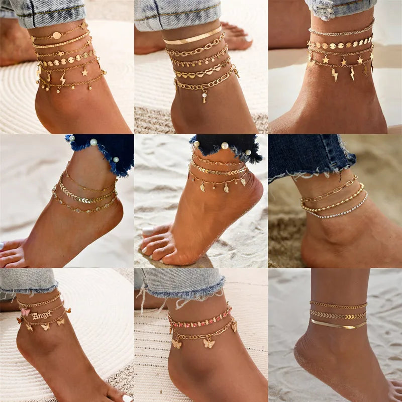 Vintage Boho Gold Anklet Bracelet