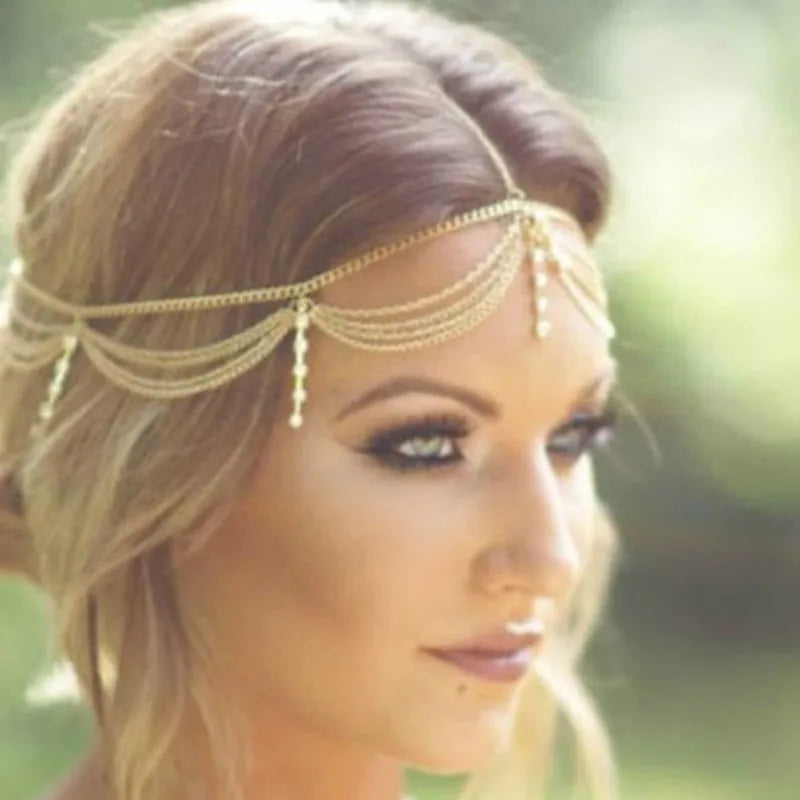 Elegant Boho Crystal Bridal Headpiece