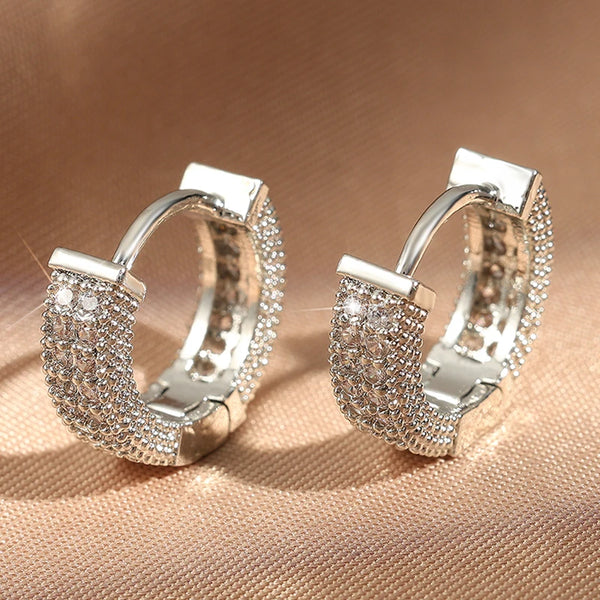 Elegant Gold Hoop Earrings with Crystals