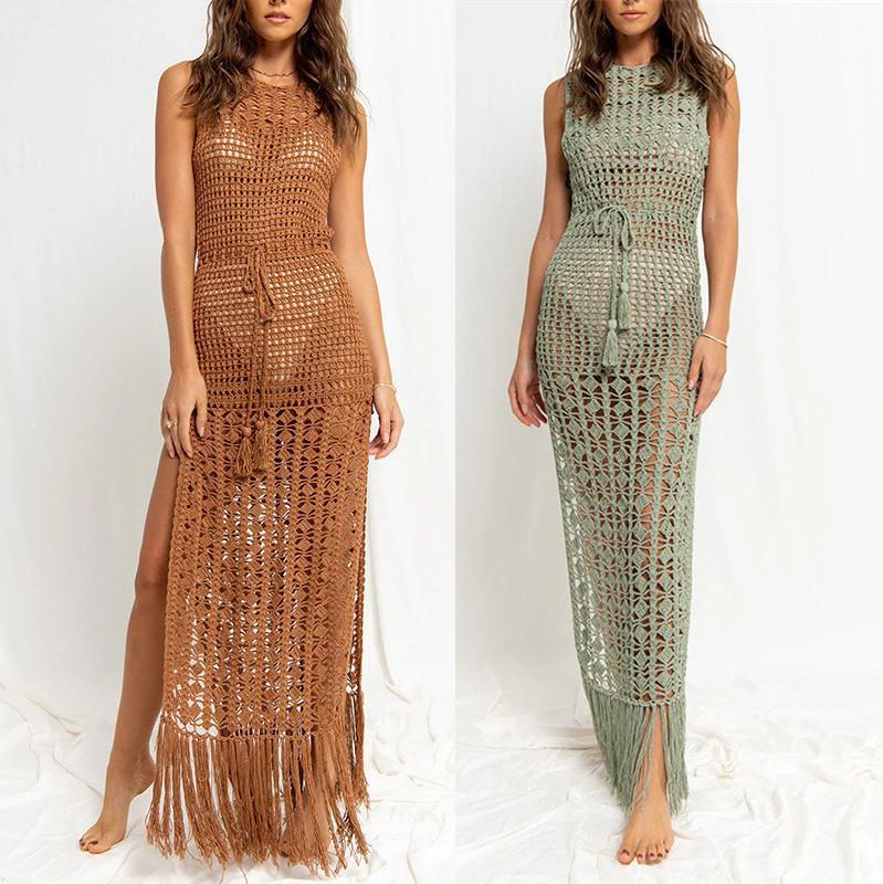 Womens Knitted Lace Beach Cover Up Dress For Swimwear Maxi by La Sirène Salée