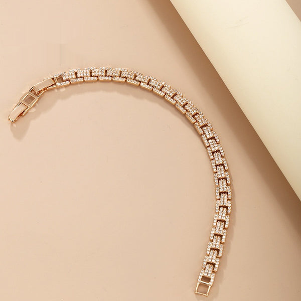 European and American Metallic Luxury Zircon Bracelet - Simple & Stylish Jewelry